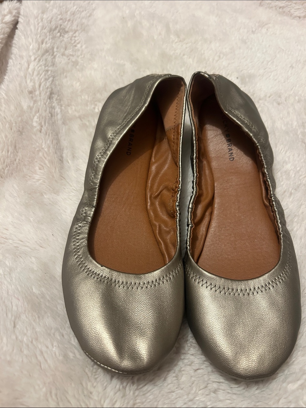 Women Lucky Brand Metallic bronze Ballet Flats